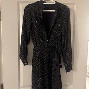 Ann Taylor Black Dot Long Sleeve Dress